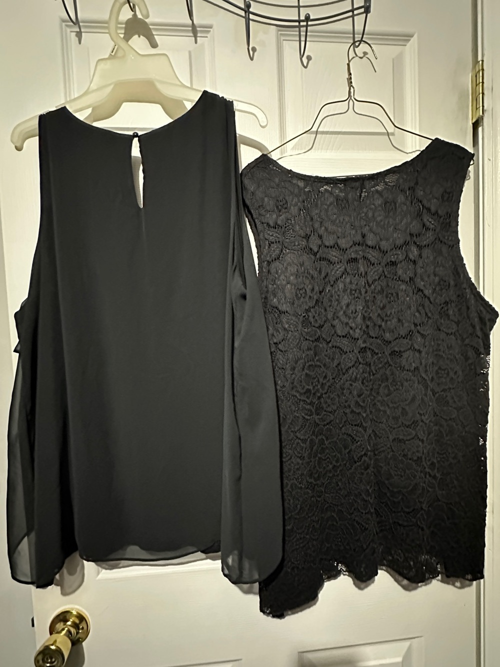 2 Black Layered Camisole Tanks one lace and one chiffon size XL - Picture 2 of 10